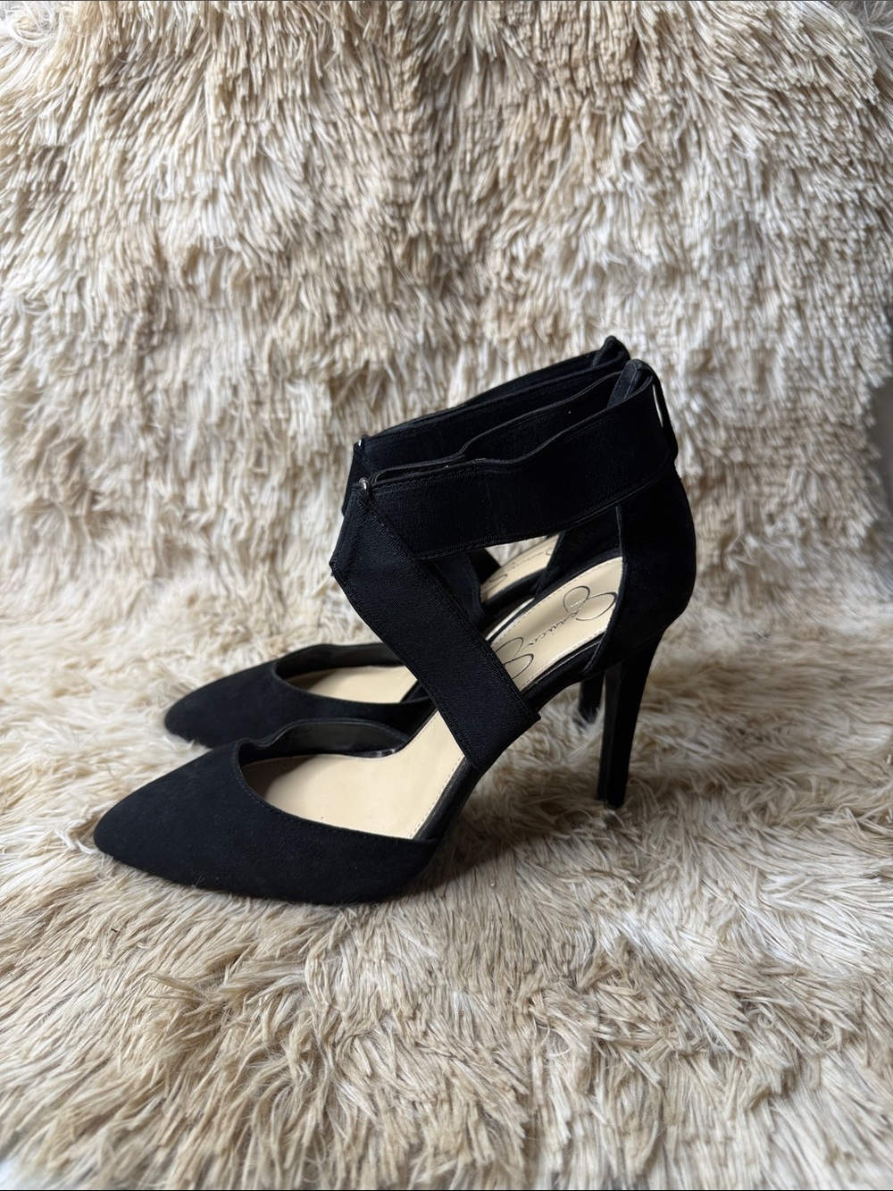 Jessica Simpson Black Pointed-Toe Ankle Strap Heels - Picture 4 of 12